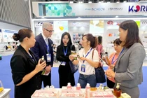 Sản phẩm trưng bày của Hợp tác xã Hà Nội Xanh tại Trung Tâm Hội Chợ và Triển Lãm Sài Gòn - SECC. Ảnh: NVCC.