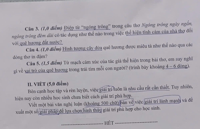 Đề thi tuyển sinh 10, môn Ngữ văn của tỉnh An Giang (Ảnh: Khánh Văn) kv-359.jpg