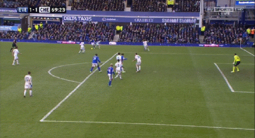 Phút 60: Bóng đập xà ngang sau một cú đánh đầu của Jelavic từ quả tạt của Baines. Phút 60: Bóng đập xà ngang sau một cú đánh đầu của Jelavic từ quả tạt của Baines.