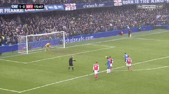 Frank Lampard đánh bại Szczesny trên chấm 11. Frank Lampard đánh bại Szczesny trên chấm 11.