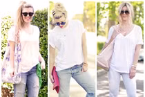 7 ngày biến hóa với quần jeans và áo phông trắng