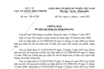 Cục An toàn thực phẩm đề nghị tạm dừng lưu thông hàng hóa theo Thông báo số 606