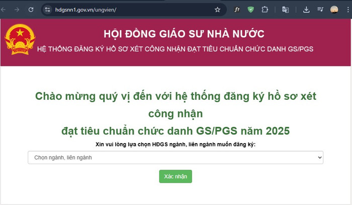 Hệ thống đăng ký hồ sơ xét công nhận đạt tiêu chuẩn chức danh giáo sư, phó giáo sư, địa chỉ: http://hdgsnn1.gov.vn Hệ thống đăng ký hồ sơ xét công nhận đạt tiêu chuẩn chức danh giáo sư, phó giáo sư, địa chỉ: http://hdgsnn1.gov.vn