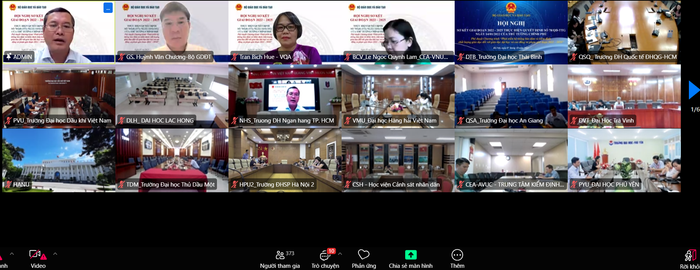 Các đại biểu tham dự hội nghị từ các đầu cầu trực tuyến trên cả nước. Ảnh chụp màn hình Các đại biểu tham dự hội nghị từ các đầu cầu trực tuyến trên cả nước. Ảnh chụp màn hình