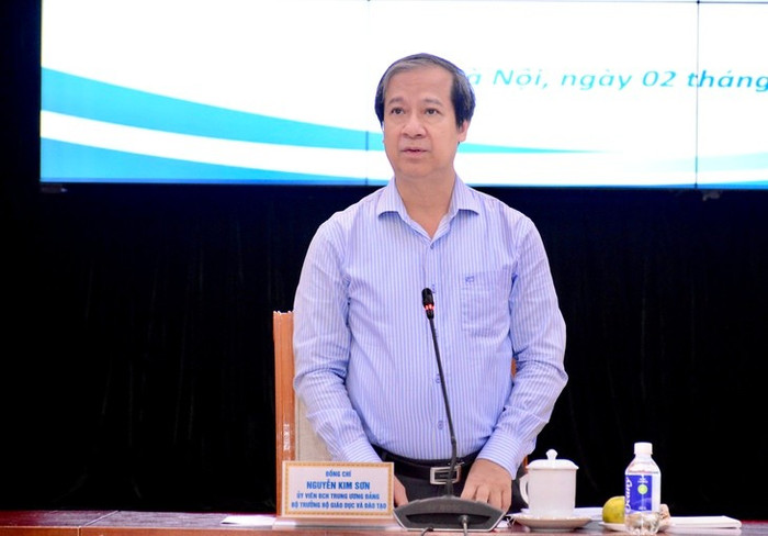 Bộ trưởng Bộ Giáo dục và Đào tạo Nguyễn Kim Sơn phát biểu kết luận tại tọa đàm. Ảnh: Nguyễn Mạnh Bộ trưởng Bộ Giáo dục và Đào tạo Nguyễn Kim Sơn phát biểu kết luận tại tọa đàm. Ảnh: Nguyễn Mạnh
