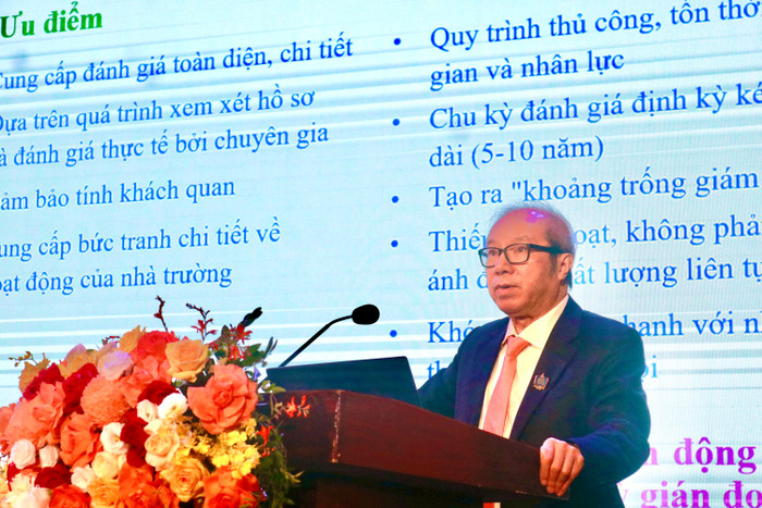 Giáo sư, Tiến sĩ khoa học Bành Tiến Long - nguyên Thứ trưởng Bộ Giáo dục và Đào tạo đề xuất Việt Nam cần xây dựng một lộ trình chiến lược toàn diện để tích hợp AI vào hệ thống kiểm định chất lượng giáo dục đại học. Ảnh: Doãn Nhàn mg-0742.jpg