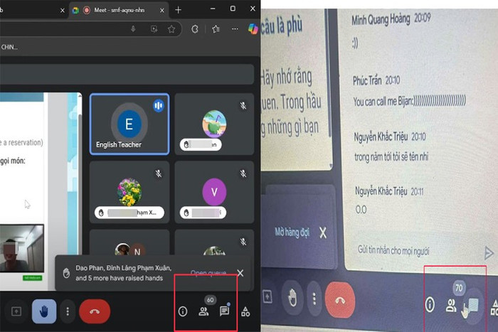 Buổi học ngày 19/3 vào thời điểm 20h11 có 70 người tham dự và vào 20h54 ngày 24/3 có 60 người trong lớp học online. lop-tieng-anh-cong-dong-mac-edu-234.jpg