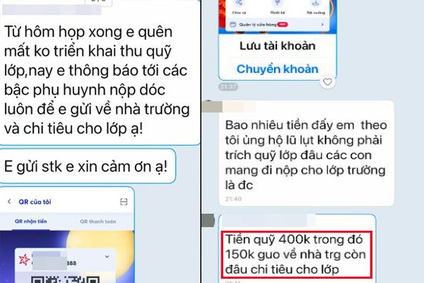 Nội dung tin nhắn về việc hội phụ huynh lớp 8A.. thu khoản tiền nêu trên. thcs-yen-binh-yen-xuan.jpg