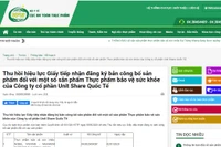 Thu hồi Giấy đăng ký với một số sản phẩm Công ty cổ phần Unit Share Quốc tế