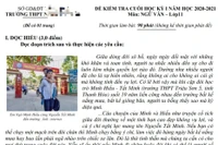 Bồi dưỡng phẩm chất học sinh từ ngữ liệu đọc hiểu trong đề kiểm tra môn Ngữ văn