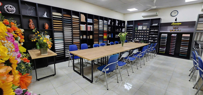 Phòng trưng bày vật liệu mẫu của Trường Đại học Mở Hà Nội - nơi Sinh viên được tiếp cận trực quan với các loại vật liệu trong thiết kế nội thất, kiến trúc. Ảnh: NTCC