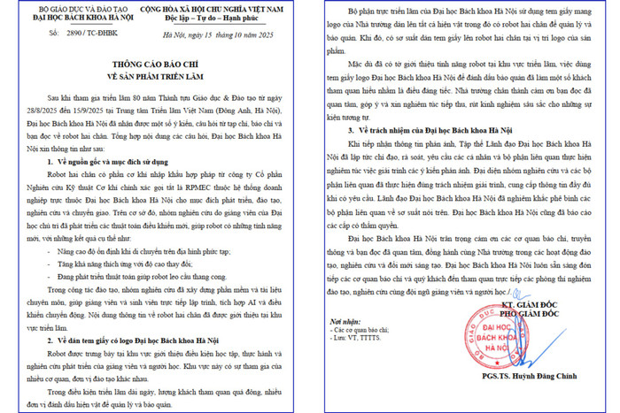Đại học Bách khoa Hà Nội phát đi thông cáo báo chí vào chiều 15/10 nha-van-1.png