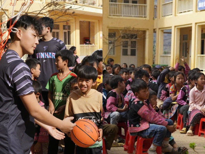 Bên cạnh thi đấu môn bóng rổ, Xuân Bảo cũng tích cực tham gia hoạt động từ thiện. Ảnh NVCC Bên cạnh thi đấu môn bóng rổ, Xuân Bảo cũng tích cực tham gia hoạt động từ thiện. Ảnh NVCC