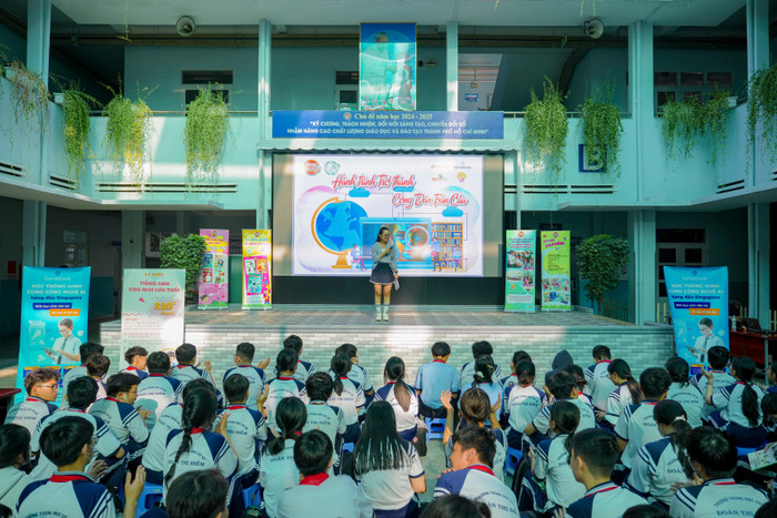 Học sinh Trường Trung học cơ sở Đoàn Thị Điểm (quận 3, thành phố Hồ Chí Minh) trong buổi sinh hoạt: "Hành trình trở thành công dân toàn cầu". Ảnh website nhà trường hs-doan-thi-diem-tphcm.jpg