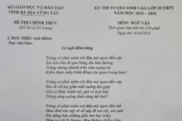 Ảnh chụp đề thi môn Ngữ Văn Kỳ thi tuyển sinh lớp 10 công lập tại tỉnh Bà Rịa – Vũng Tàu