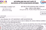 Đáp án đề thi ĐH môn tiếng Anh khối D 2012