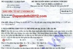 Đáp án đề thi Cao đẳng môn Vật lý khối A năm 2012