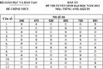 Tải đáp án Đại học khối D 2012 của Bộ Giáo dục