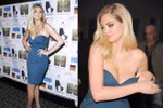 Kate Upton 'tẽn tò' vì váy không dây hớ hênh