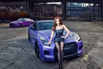 Người đẹp đọ dáng cùng siêu xe Nissan GT-R màu tím