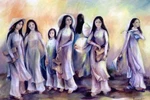 Ngắm Áo dài Việt tuyệt đẹp trong tranh