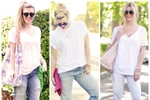 7 ngày biến hóa với quần jeans và áo phông trắng
