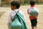 Lưng gầy bé nhỏ, HS vùng cao nhọc nhằn “cõng gạo” tới trường