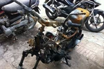 Chiếc xe máy vừa bị trộm bốc cháy thành than