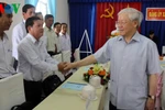 Tổng Bí thư thị sát khu vực bị mặn xâm nhập ở Bến Tre