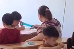 Cô giáo dùng thước đánh học sinh ở Trung tâm luyện chữ đẹp không phép