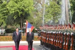 Lễ đón trọng thể Tổng Bí thư, Chủ tịch nước Nguyễn Phú Trọng tại Viêng Chăn
