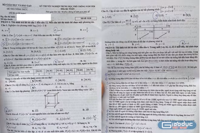 Giáo viên đánh giá đề Toán tốt nghiệp THPT 2026 phân hóa rõ, bài toán xác suất quyết định điểm cao