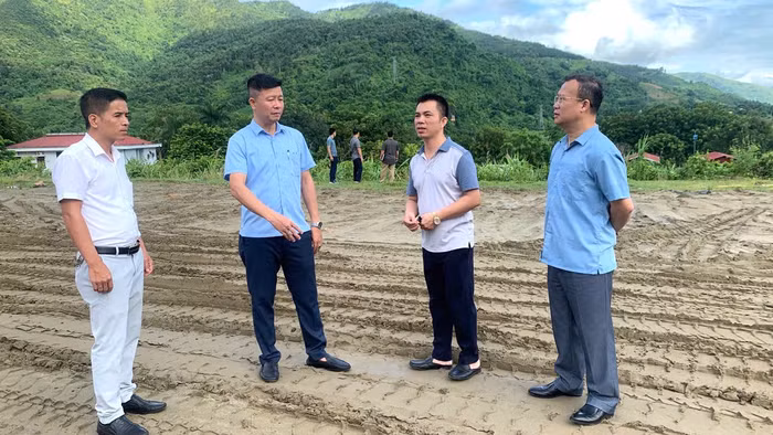Đoàn kiểm tra, khảo sát thực địa tại khu đất dự kiến xây dựng trường nội trú liên cấp tại xã Phong Thổ. Ảnh: xaphongtho.laichau.gov.vn