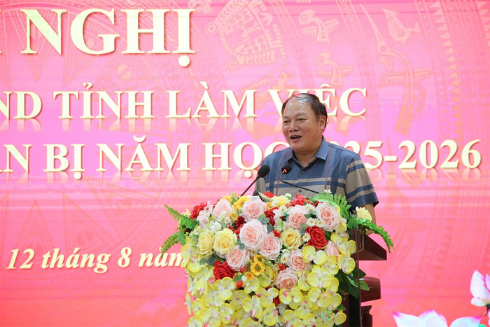 Ông Tạ Việt Hùng - Giám đốc Sở Giáo dục và Đào tạo tỉnh Bắc Ninh phát biểu tại Hội nghị về công tác chuẩn bị năm học mới 2025-2026. Ảnh: sgddt.bacninh.gov.vn 20250813lxl3-1.jpg