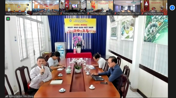 Tiến sĩ Nguyễn Viết Thịnh – Chủ tịch Hội đồng trường Trường Đại học Tiền Giang chia sẻ tại Hội nghị. Tiến sĩ Nguyễn Viết Thịnh – Chủ tịch Hội đồng trường Trường Đại học Tiền Giang chia sẻ tại Hội nghị.