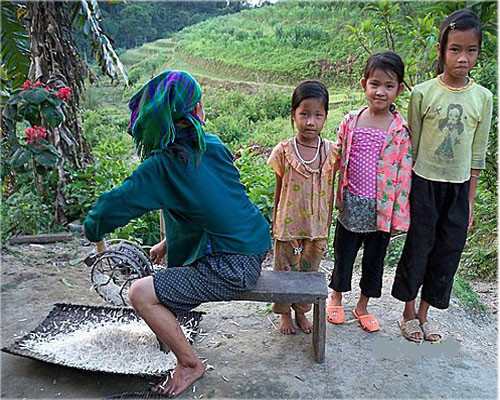 Mẹ và 3 đứa con ở vùng cao Mẹ và 3 đứa con ở vùng cao