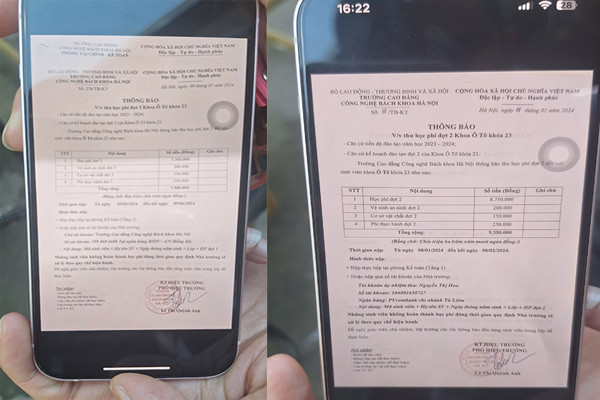 Mức học phí đóng tại đợt 2 và đợt 3 của sinh viên K23 ngành Công nghệ Ô tô tại năm học 2023-2024. (Ảnh: NP) Mức học phí đóng tại đợt 2 và đợt 3 của sinh viên K23 ngành Công nghệ Ô tô tại năm học 2023-2024. (Ảnh: NP)