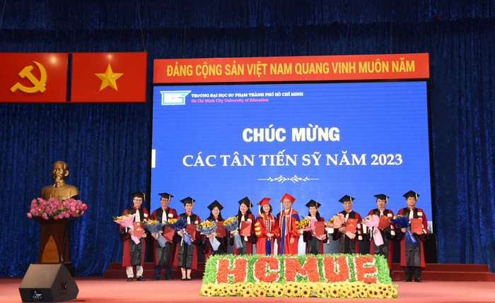 Lễ tốt nghiệp và trao bằng cử nhân - thạc sĩ - tiến sĩ năm 2023 tại Trường Đại học Sư phạm Thành phố Hồ Chí Minh. Ảnh: NTCC