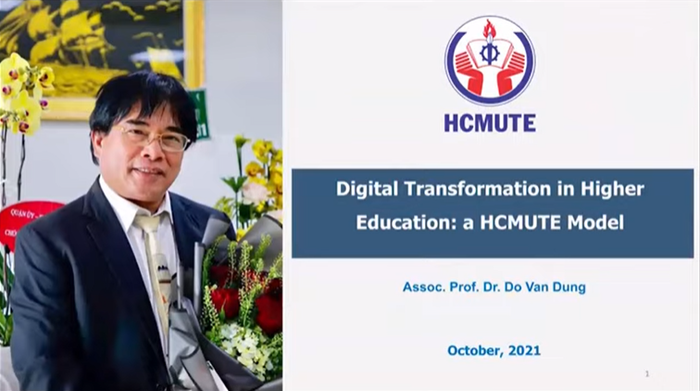 Phó Giáo sư, Tiến sĩ Đỗ Văn Dũng (nguyên Hiệu trưởng Trường Đại học Sư phạm Kỹ thuật Thành phố Hồ Chí Minh) chia sẻ tại hội thảo khoa học quốc gia “Chuyển đổi số trong giáo dục đại học” do Hiệp hội Các trường đại học, cao đẳng Việt Nam tổ chức. (Ảnh: Chụp màn hình) Phó Giáo sư, Tiến sĩ Đỗ Văn Dũng (nguyên Hiệu trưởng Trường Đại học Sư phạm Kỹ thuật Thành phố Hồ Chí Minh) chia sẻ tại hội thảo khoa học quốc gia “Chuyển đổi số trong giáo dục đại học” do Hiệp hội Các trường đại học, cao đẳng Việt Nam tổ chức. (Ảnh: Chụp màn hình)