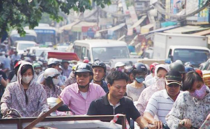 Đường Kim Ngưu bị ùn tắc nghiêm trọng.