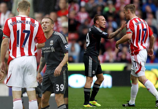 Ryan Shawcross. Nhiệt tình nhưng cũng rất hung dữ. Chính trung vệ 24 tuổi này đã khiến Aaron Ramsey phải rên lên đau đớn khi cái chân bị gãy đôi. Dù được Ramsey tha thứ nhưng các fan Arsenal vẫn rất ghét Ryan Shawcross, một phần bởi anh là thành viên của lò Man Utd nữa. Ryan Shawcross. Nhiệt tình nhưng cũng rất hung dữ. Chính trung vệ 24 tuổi này đã khiến Aaron Ramsey phải rên lên đau đớn khi cái chân bị gãy đôi. Dù được Ramsey tha thứ nhưng các fan Arsenal vẫn rất ghét Ryan Shawcross, một phần bởi anh là thành viên của lò Man Utd nữa.