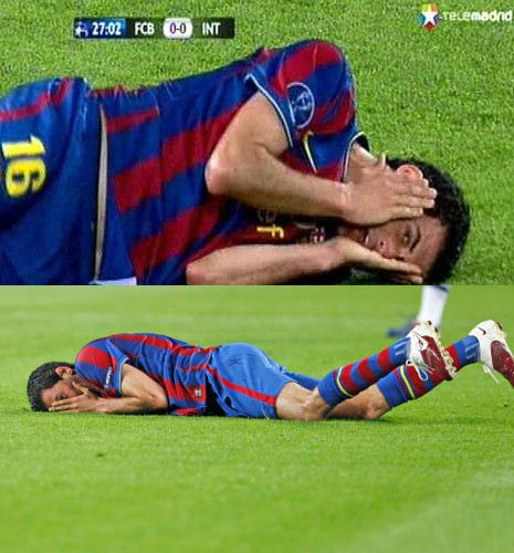 Sergio Busquets. Trong khi tiền bối Goikoetxea là đồ tể của xứ bò tót thì Sergio Busquets lại là vua ăn vạ. Nhưng cách ăn vạ khá lộ liễu đã làm hại Busquets, biến anh thành cái gai trong mắt đối phương lẫn CĐV. Sergio Busquets. Trong khi tiền bối Goikoetxea là đồ tể của xứ bò tót thì Sergio Busquets lại là vua ăn vạ. Nhưng cách ăn vạ khá lộ liễu đã làm hại Busquets, biến anh thành cái gai trong mắt đối phương lẫn CĐV.