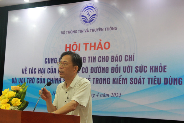 Ông Hồ Hồng Hải - Phó Vụ trưởng Vụ Pháp chế, Bộ Thông tin và Truyền thông phát biểu tại sự kiện. (Ảnh: Mạnh Đoàn) hoi-thao-do-uong-co-con (2).JPG