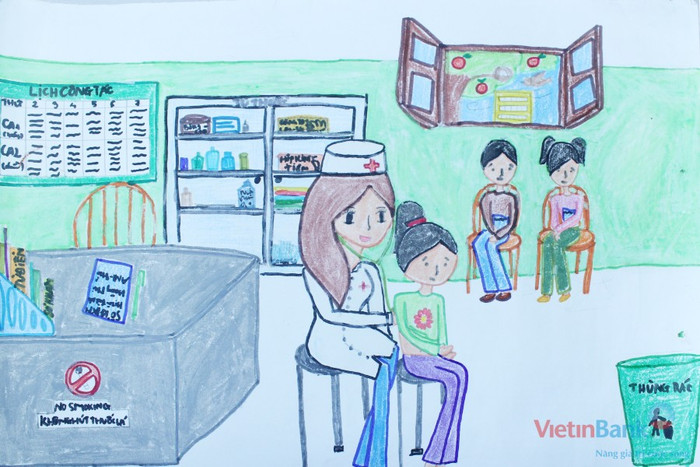 "Ước mơ của em là làm một cô bác sĩ tài giỏi. Em sẽ đi khắp miền đất nước để chữa trị bệnh tật cho trẻ em nghèo và mọi người. Có thể các em nhỏ đó đã đếm từng ngày còn lại của cuộc đời mình do căn bệnh hiểm nghèo hoành hành các em. Em mong rằng em sẽ chữa bệnh cho mọi người để mọi người trở lại bình thường và khỏe mạnh như xưa. Em vẽ bức tranh này để chia sẻ với các bạn đang phải chống chọi với những căn bệnh hiểm nghèo này".