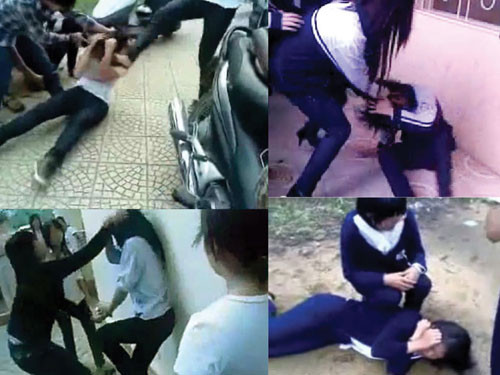 Những hình ảnh trong các clip học sinh đánh nhau Những hình ảnh trong các clip học sinh đánh nhau