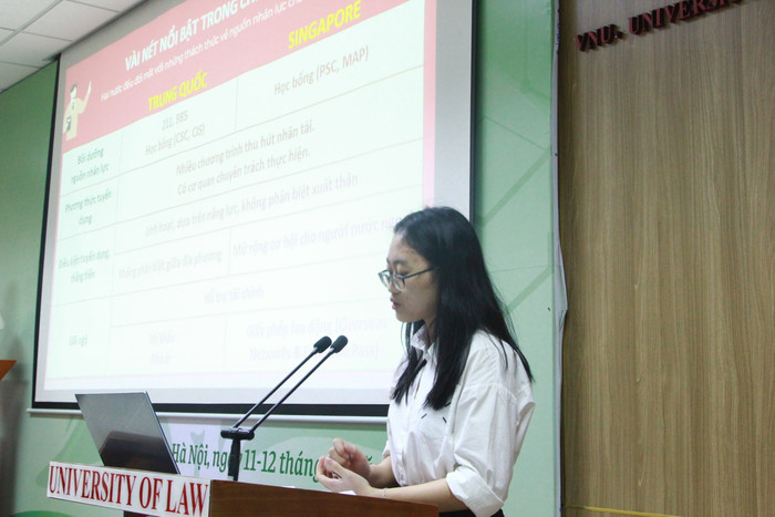 Đại diện nhóm tác giả trình bày phần tham luận. truong-dai-hoc-luat-dai-hoc-quoc-gia-ha-noi-luat-hoc-mua-xua (1).JPG