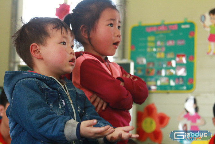 Học sinh ở Điểm trường mầm non Há Đề 1 - Trường Mầm non Giàng Chu Phìn. Ảnh: Mạnh Đoàn