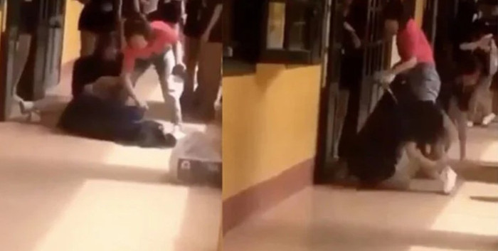 Vụ việc học sinh quỳ trước cửa lớp khóc, giáo viên kéo học sinh xôn xao trên mạng xã hội ngày 29/9. Ảnh: Cắt từ Clip Vụ việc học sinh quỳ trước cửa lớp khóc, giáo viên kéo học sinh xôn xao trên mạng xã hội ngày 29/9. Ảnh: Cắt từ Clip