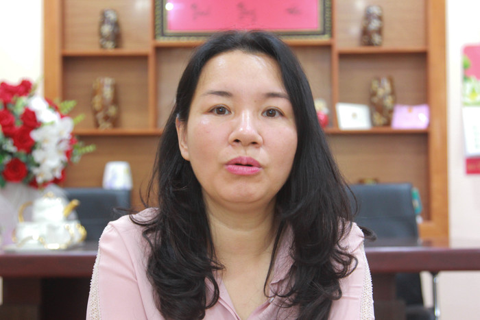 Cô Nguyễn Thị Lệ Hường - Hiệu trưởng trường Cao đẳng sư phạm Hoà Bình. (Ảnh: Mạnh Đoàn)