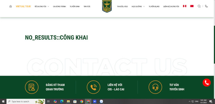 Nhà trường chưa có biểu mẫu công khai cam kết chất lượng giáo dục thực tế. (Ảnh chụp màn hình ngày 1/4/2025) công khai.jpg